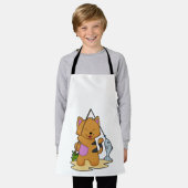 Kat als Fisher met Geviste staaf en vis Schort (Gedragen)