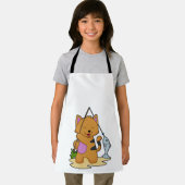 Kat als Fisher met Geviste staaf en vis Schort (Insitu)