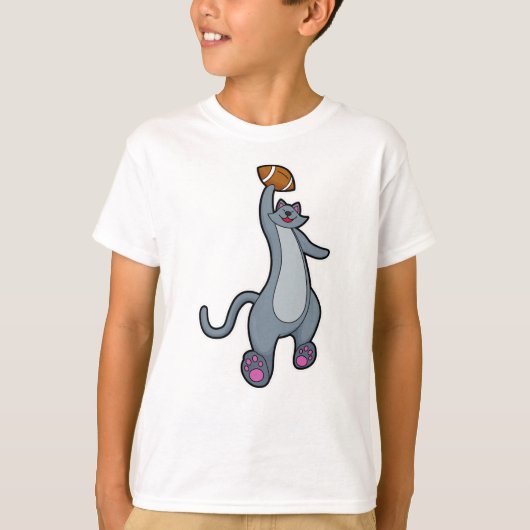 Kat als Football speler met Football T-shirt (Voorkant)