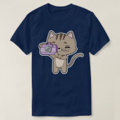 Kat als fotograaf met camera t-shirt (Design voorkant)