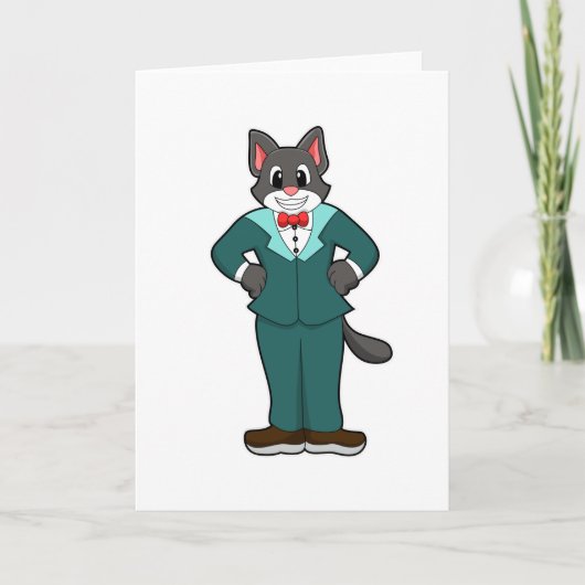 Kat als Groom met Suit & Lint Kaart (Voorkant)