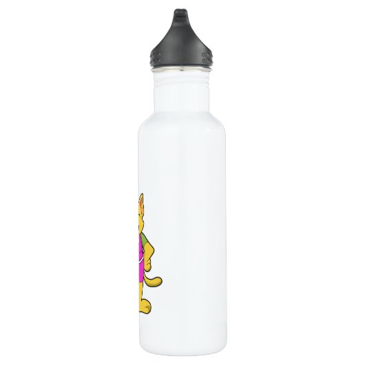 Kat als handballspeler met handbal waterfles  (Rechts)