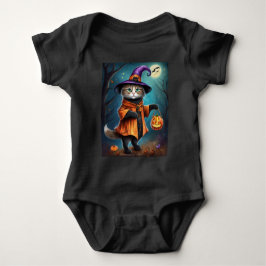 Kat als heks cute Halloween Romper