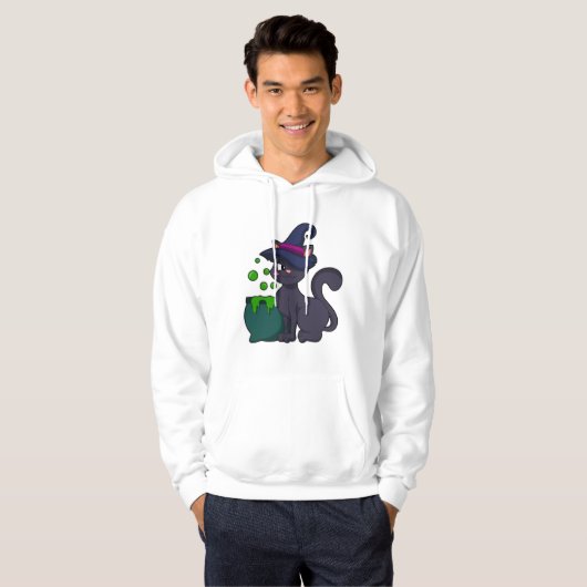 Kat als heks met Cauldron Hoodie (Voorkant volledig)