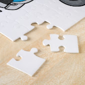 Kat als ijsschaatser met ijs-schaatsen legpuzzel (Zijkant)