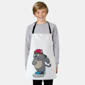 Kat als ijsschaatser met ijs-schaatsen schort (Gedragen)