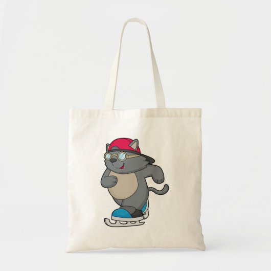 Kat als ijsschaatser met ijs-schaatsen tote bag (Voorkant)