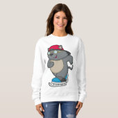 Kat als ijsschaatser met ijs-schaatsen trui (Voorkant volledig)