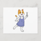 Kat als kapper met schaar briefkaart (Voorkant)
