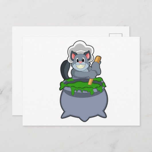 Kat als kok met magische drank briefkaart (Voorkant / Achterkant)