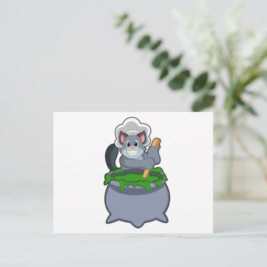 Kat als kok met toverdrank briefkaart (Staand voorkant)