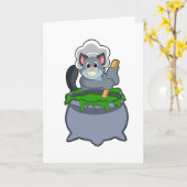 Kat als kok met toverdrank kaart (Gele Bloem)