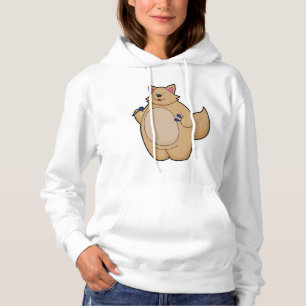 Kat als kunstspeler met kunstkleed hoodie