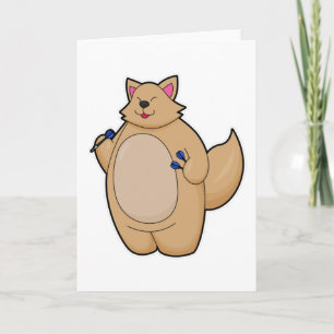 Kat als kunstspeler met kunstkleed kaart