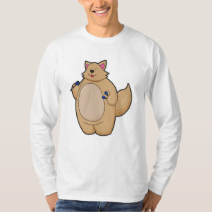 Kat als kunstspeler met kunstkleed t-shirt