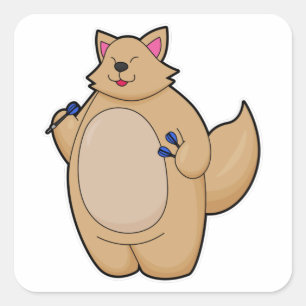 Kat als kunstspeler met kunstkleed vierkante sticker