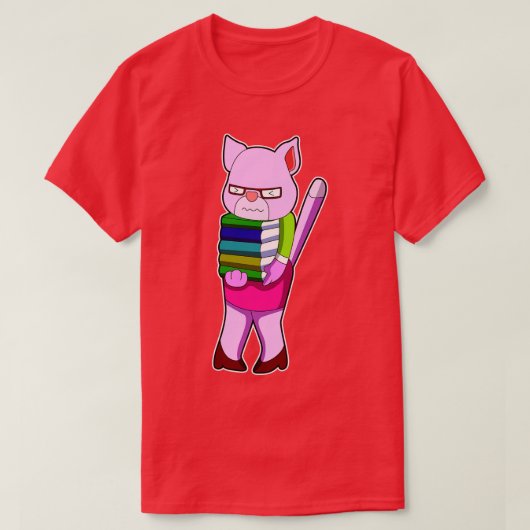 Kat als Leraar met Boeken Hoge hakken T-shirt (Design voorkant)