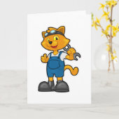 Kat als Mechanicien met Sleutel Kaart (Gele Bloem)