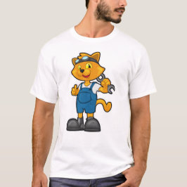 Kat als Mechanisch met Spanner T-shirt