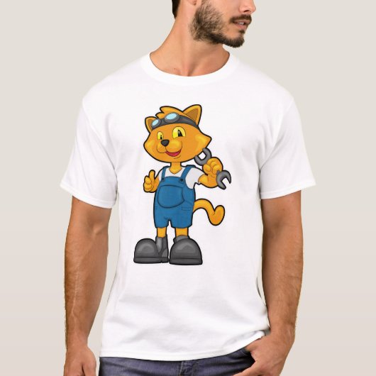 Kat als Mechanisch met Spanner T-shirt (Voorkant)