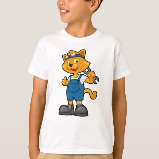 Kat als Mechanisch met Spanner T-shirt (Voorkant)