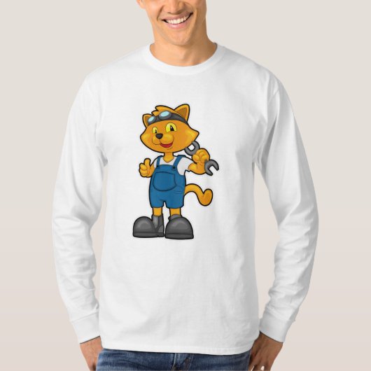 Kat als Mechanisch met Spanner T-shirt (Voorkant)