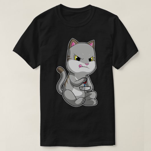 Kat als met joystick t-shirt (Design voorkant)