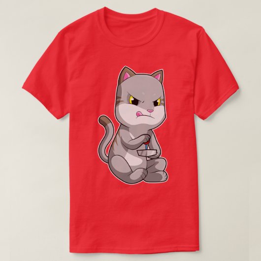 Kat als met joystick t-shirt (Design voorkant)