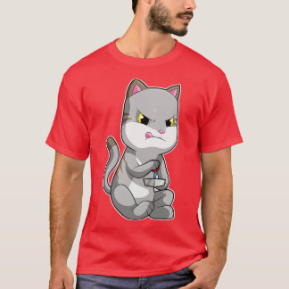 Kat als met joystick t-shirt