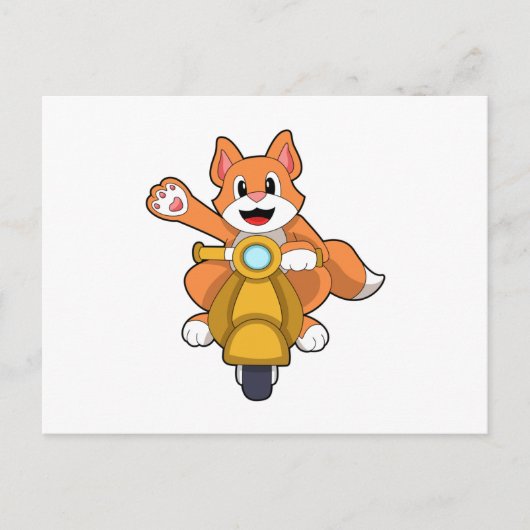 Kat als motorrijder met scooter.PNG Briefkaart (Voorkant)