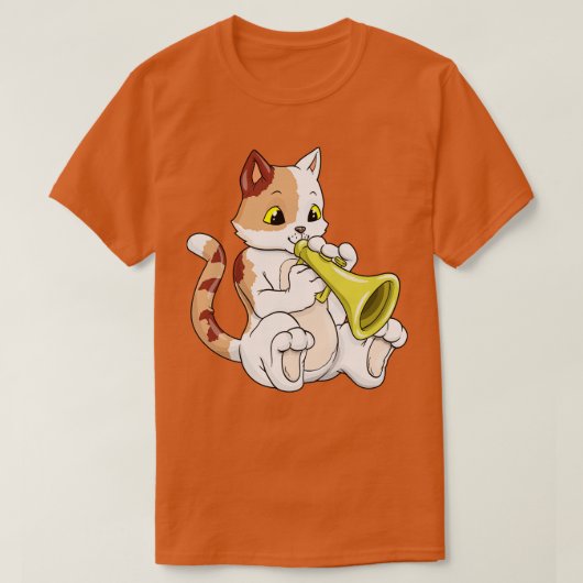 Kat als muzikant met et t-shirt (Design voorkant)