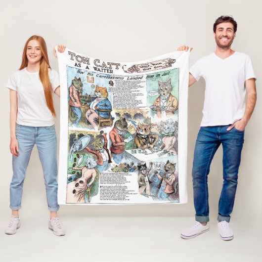 Kat als ober, Louis Wain Fleece Deken (In situ)