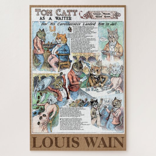 Kat als ober, Louis Wain Legpuzzel (Verticaal)