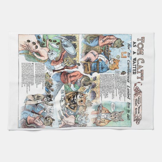 Kat als ober, Louis Wain Theedoek (Horizontaal)