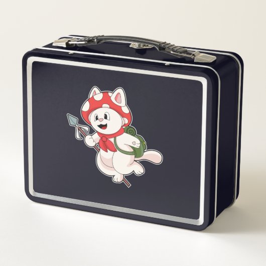 Kat als paddenstoelenplukker met paddenstoel (Achterkant)