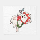 Kat als paddenstoelenplukker met paddenstoel fleece deken (Voorkant (Horizontaal))