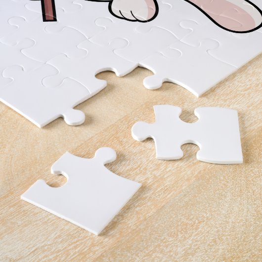 Kat als paddenstoelenplukker met paddenstoel legpuzzel (Zijkant)