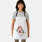 Kat als paddenstoelenplukker met paddenstoel schort (Insitu)