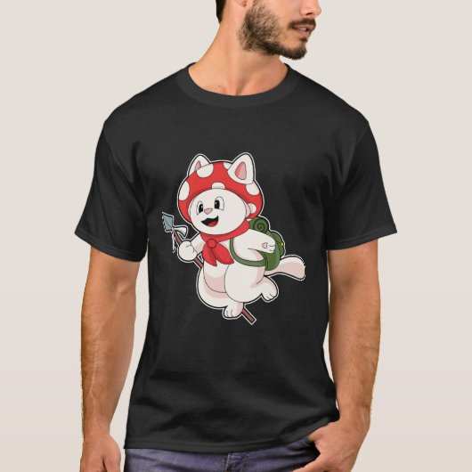 Kat als paddenstoelenplukker met paddenstoel t-shirt (Voorkant)
