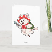 Kat als paddestoelenplukker met paddestoel kaart (Achterkant)