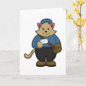 Kat als Postbode met Envelop en Tas Kaart (Gele Bloem)