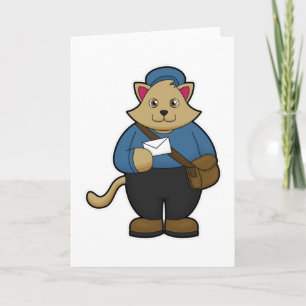 Kat als Postman met envelop en tas Kaart