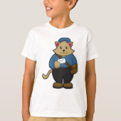 Kat als Postman met envelop en tas T-shirt (Voorkant)