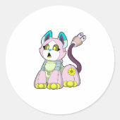 Kat als Robot Ronde Sticker (Voorkant)
