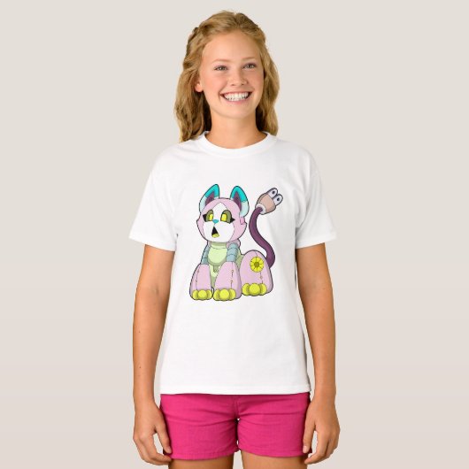 Kat als Robot T-shirt (Voorkant volledig)