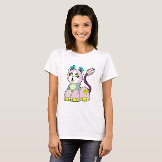 Kat als Robot T-shirt (Voorkant volledig)