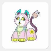 Kat als Robot Vierkante Sticker (Voorkant)