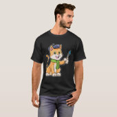Kat als Schilder met Borstel & Sjaal T-shirt (Voorkant volledig)