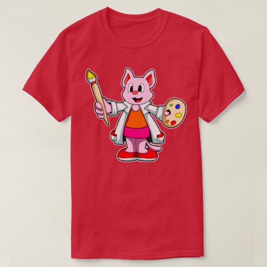 Kat als Schilder met Borstelverf T-shirt (Design voorkant)