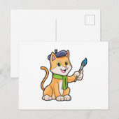 Kat als schilder met kwast en sjaal briefkaart (Voorkant / Achterkant)